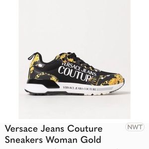 VERSACE Real Leather High Platform Sneakers.